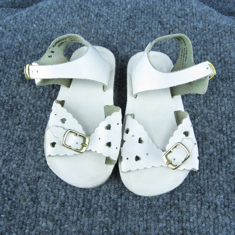 Buster Brown Girls Ankle Strap Shoes White Leather Buckle‎ Size T 6 Medium